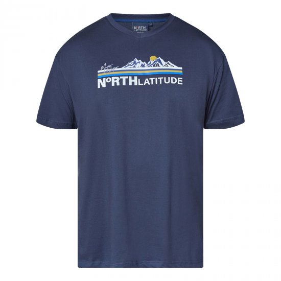 North Latitude Mountain T-Shirt V-Neck Azul-marinho - T-shirts - T-shirts Homem Tamanhos Grandes