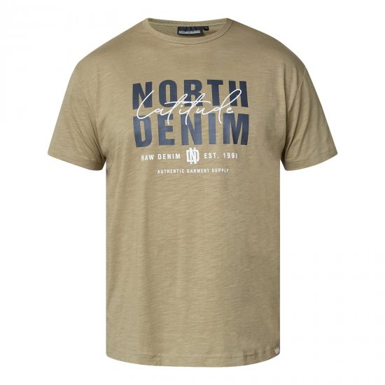 North Latitude T-Shirt Slub With Print Castanho/Bege - T-shirts - T-shirts Homem Tamanhos Grandes