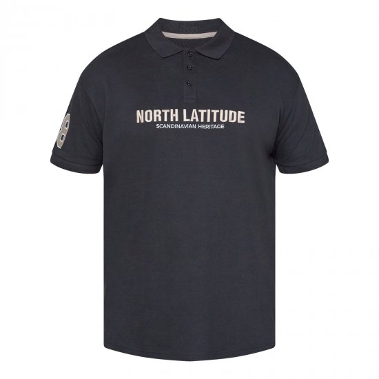 North Latitude Logo Polo Preto - TALL pólos - Polos TALL para Homem Alto