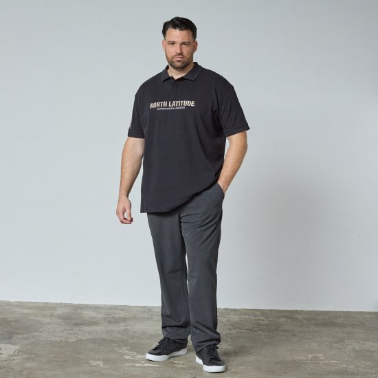 North Latitude Logo Polo Preto - TALL pólos - Polos TALL para Homem Alto