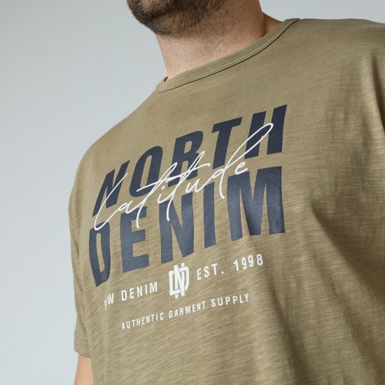 North Latitude T-Shirt Slub With Print Castanho/Bege - T-shirts - T-shirts Homem Tamanhos Grandes