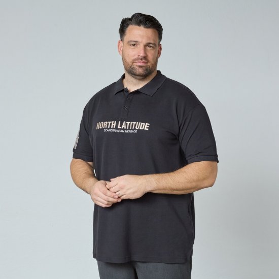 North Latitude Logo Polo Preto - Pólos - Pólos Tamanhos Grandes Homem