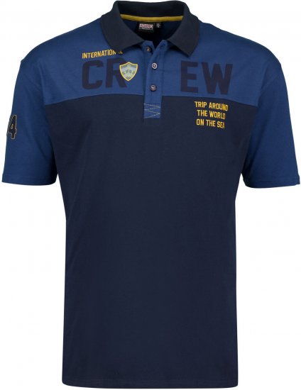 Adamo Crew Printed Jersey Poloshirt Denim Blue - Pólos - Pólos Tamanhos Grandes Homem