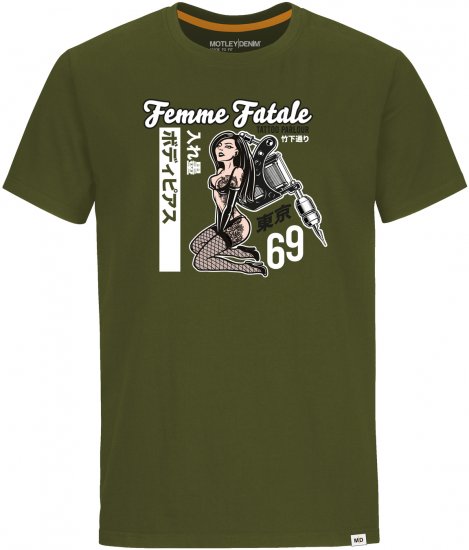 Motley Denim Hampton T-shirt Dark Khaki - T-shirts - T-shirts Homem Tamanhos Grandes