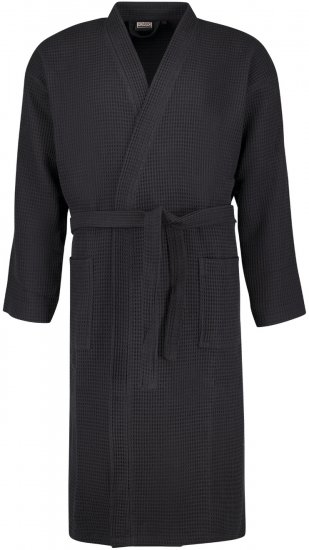 Adamo Jadon Waffelpiqué Bathrobe Black - Roupa Interior & natação - Roupa interior Homem Tamanhos Grandes