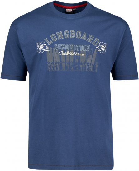 Adamo Longboard Regular Fit Printed T-shirt Denim Blue - T-shirts - T-shirts Homem Tamanhos Grandes