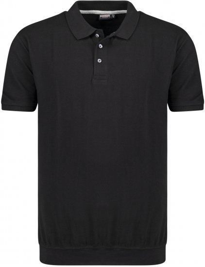 Adamo Kadir Polo Shirt with Cuffed Hem Black - Pólos - Pólos Tamanhos Grandes Homem