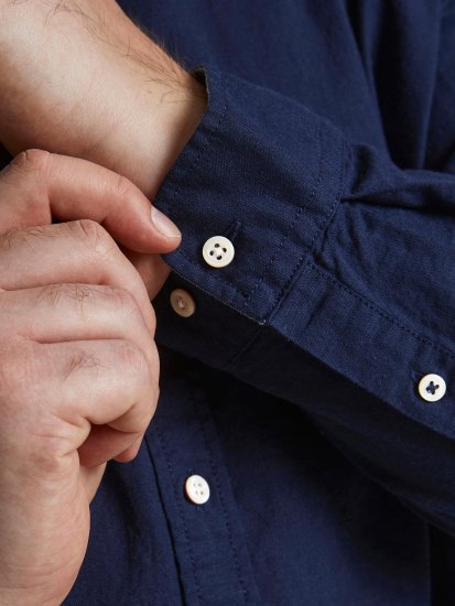 Jack & Jones Summer Shirt L/S Navy - Camisas - Camisas Homem Tamanhos Grandes