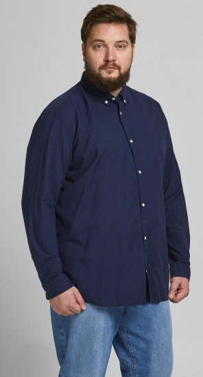 Jack & Jones Summer Shirt L/S Navy - Camisas - Camisas Homem Tamanhos Grandes
