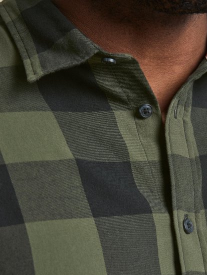 Jack & Jones Gingham L/S Shirt Dusty Olive - Camisas - Camisas Homem Tamanhos Grandes