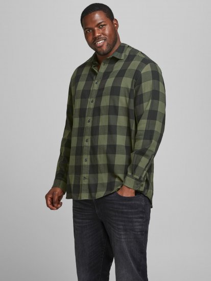 Jack & Jones Gingham L/S Shirt Dusty Olive - Camisas - Camisas Homem Tamanhos Grandes