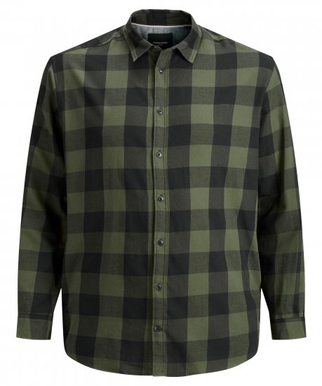 Jack & Jones Gingham L/S Shirt Dusty Olive - Camisas - Camisas Homem Tamanhos Grandes