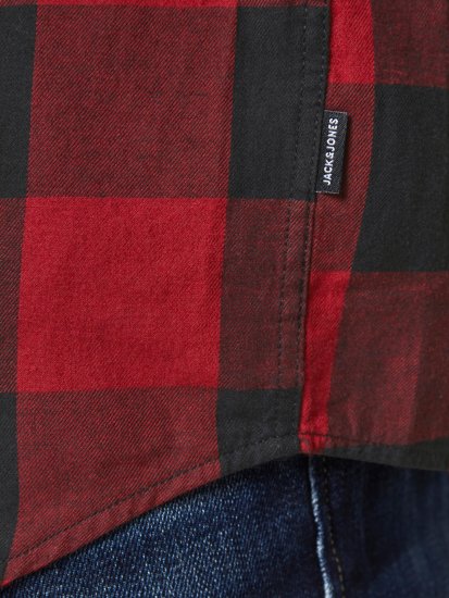 Jack & Jones Gingham Shirt L/S Brick Red - Camisas - Camisas Homem Tamanhos Grandes