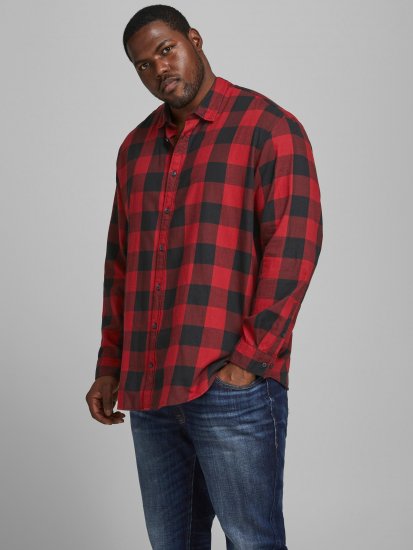 Jack & Jones Gingham Shirt L/S Brick Red - Camisas - Camisas Homem Tamanhos Grandes