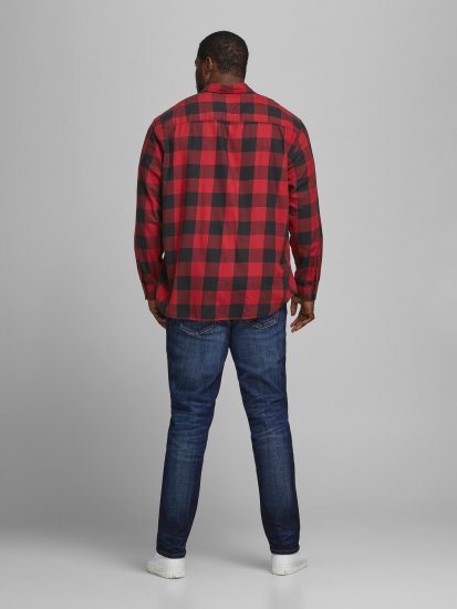 Jack & Jones Gingham Shirt L/S Brick Red - Camisas - Camisas Homem Tamanhos Grandes