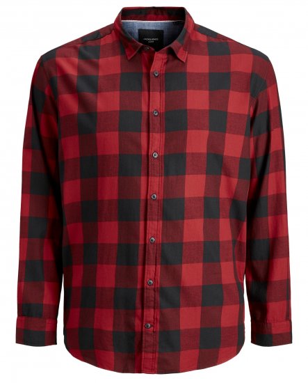 Jack & Jones Gingham Shirt L/S Brick Red - Camisas - Camisas Homem Tamanhos Grandes