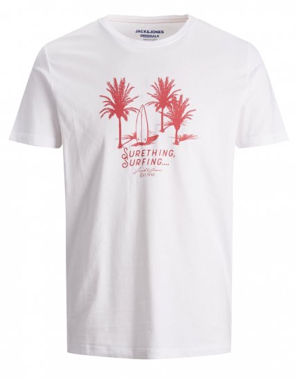 Jack & Jones Streams T-shirt White/Rose - T-shirts - T-shirts Homem Tamanhos Grandes