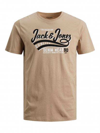 Jack & Jones JJELOGO TEE Beige - T-shirts - T-shirts Homem Tamanhos Grandes