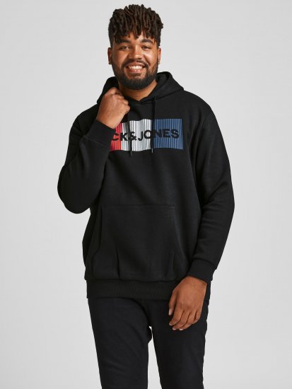 Jack & Jones CORP LOGO Hoodie Black - Sweatshirts & hoodies - Sweatshirt & Camisolas com Capuz tamanhos grandes