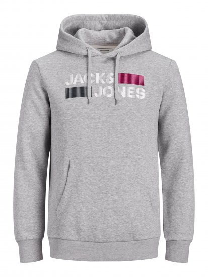 Jack & Jones CORP LOGO Hoodie Light Gray - Sweatshirts & hoodies - Sweatshirt & Camisolas com Capuz tamanhos grandes