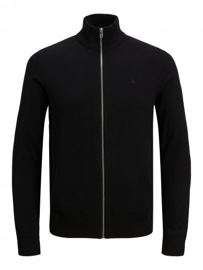 Jack & Jones JJEMIL Knit Turtle Zip Cardigan Black - Sweatshirts & hoodies - Sweatshirt & Camisolas com Capuz tamanhos grandes