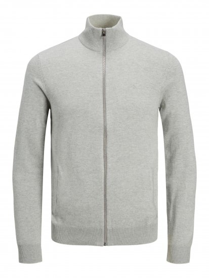 Jack & Jones JJEMIL Knit Turtle Zip Cardigan Light Grey - Sweatshirts & hoodies - Sweatshirt & Camisolas com Capuz tamanhos grandes