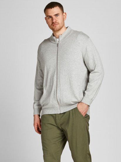 Jack & Jones JJEMIL Knit Turtle Zip Cardigan Light Grey - Sweatshirts & hoodies - Sweatshirt & Camisolas com Capuz tamanhos grandes