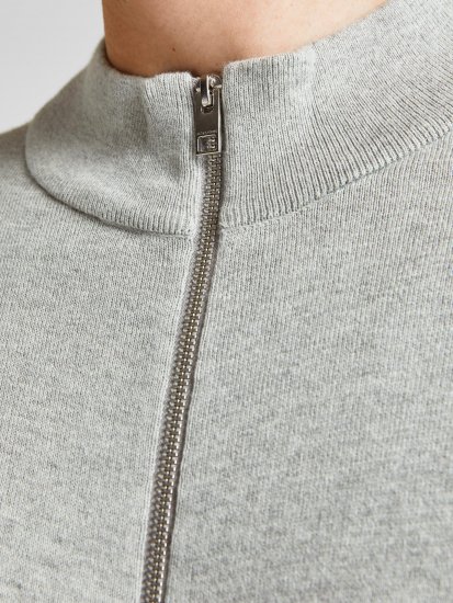 Jack & Jones JJEMIL Knit Turtle Zip Cardigan Light Grey - Sweatshirts & hoodies - Sweatshirt & Camisolas com Capuz tamanhos grandes
