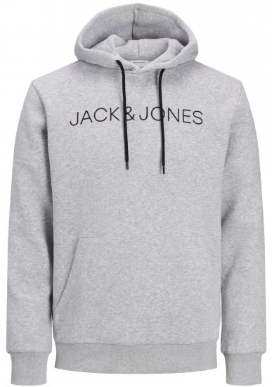 Jack & Jones JJHUGO FLOCK Hoodie Grey - Sweatshirts & hoodies - Sweatshirt & Camisolas com Capuz tamanhos grandes