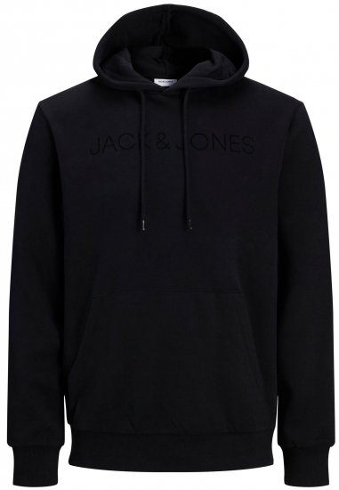Jack & Jones JJHUGO FLOCK Hoodie Black - Sweatshirts & hoodies - Sweatshirt & Camisolas com Capuz tamanhos grandes