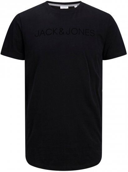 Jack & Jones JJHUGO FLOCK TEE Black - T-shirts - T-shirts Homem Tamanhos Grandes