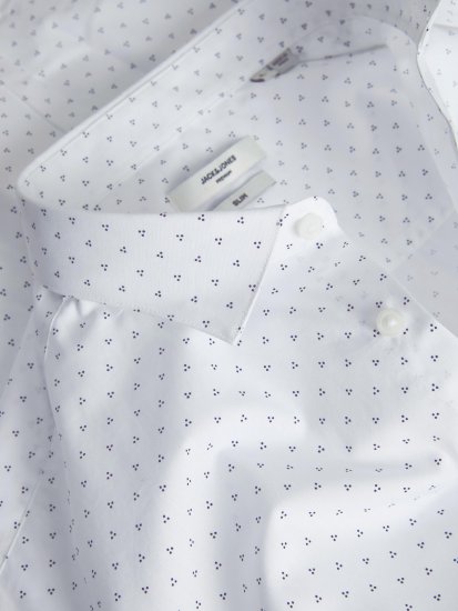 Jack & Jones JPRBLACARDIFF Print Shirt LS White - Camisas - Camisas Homem Tamanhos Grandes