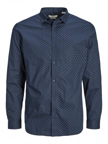 Jack & Jones JPRBLACARDIFF Print Shirt LS Navy - Camisas - Camisas Homem Tamanhos Grandes