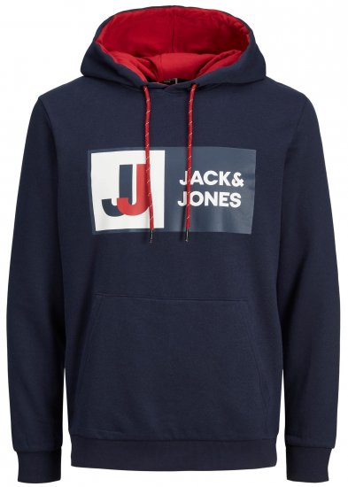 Jack & Jones JCOLOGAN Hoodie Navy - Sweatshirts & hoodies - Sweatshirt & Camisolas com Capuz tamanhos grandes