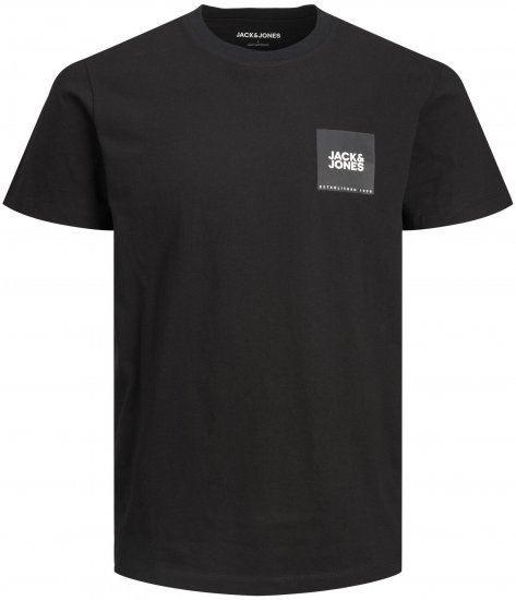 Jack & Jones JJLOCK TEE Black - T-shirts - T-shirts Homem Tamanhos Grandes