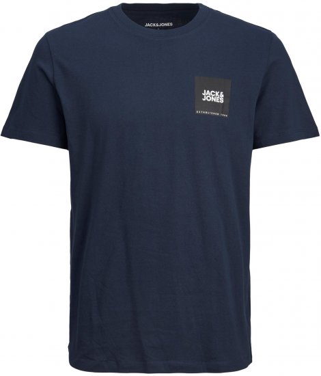 Jack & Jones JJLOCK TEE Navy Small print logo - T-shirts - T-shirts Homem Tamanhos Grandes
