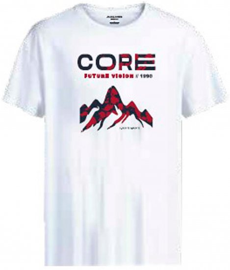 Jack & Jones JCOBOOSTER T-Shirt White - T-shirts - T-shirts Homem Tamanhos Grandes