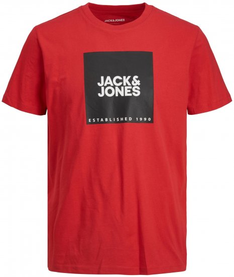 Jack & Jones JJLOCK TEE Red - T-shirts - T-shirts Homem Tamanhos Grandes