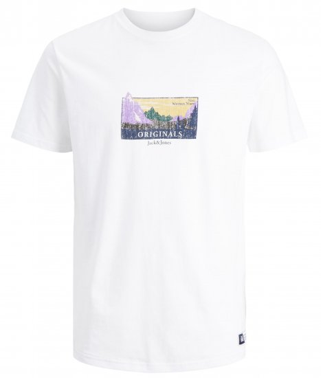 Jack & Jones JORWOODLANDGRAPHIC T-Shirt White - T-shirts - T-shirts Homem Tamanhos Grandes