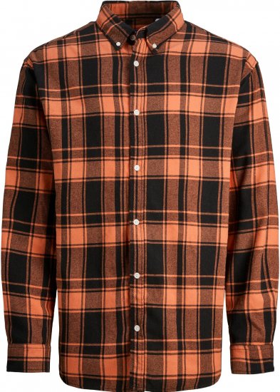 Jack & Jones JORCOZY FLANNEL CHECK SHIRT LS Ginger - Camisas - Camisas Homem Tamanhos Grandes