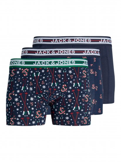 Jack & Jones JACXMAS CANDY TRUNKS 3 PACK Navy Blazer - Roupa Interior & natação - Roupa interior Homem Tamanhos Grandes