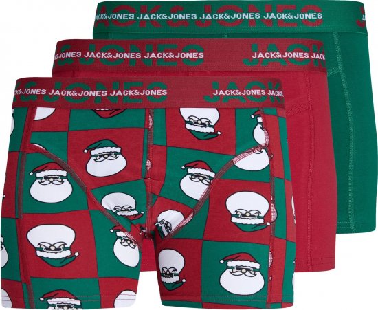 Jack & Jones JACSQUARE SANTA TRUNKS 3 PACK Aventurine - Roupa Interior & natação - Roupa interior Homem Tamanhos Grandes