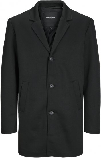 Jack & Jones JJCHUCK Overcoat Black - Casacos - Casacos Homem Tamanhos Grandes