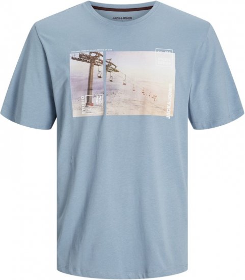 Jack & Jones MAINE T-Shirt Light Blue - T-shirts - T-shirts Homem Tamanhos Grandes