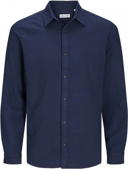 Jack & Jones JOSHUA LS Flannel Shirt Navy Blazer - Camisas - Camisas Homem Tamanhos Grandes