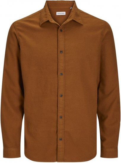 Jack & Jones JOSHUA LS Flannel Shirt Brown - Camisas - Camisas Homem Tamanhos Grandes