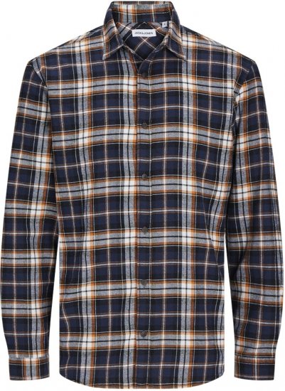 Jack & Jones JOSHUA LS Flannel Shirt Orange - Camisas - Camisas Homem Tamanhos Grandes