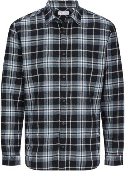 Jack & Jones JOSHUA LS Flannel Shirt Goblin Blue - Camisas - Camisas Homem Tamanhos Grandes
