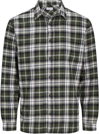 Jack & Jones JOSHUA LS Flannel Shirt Kombu Green - Camisas - Camisas Homem Tamanhos Grandes