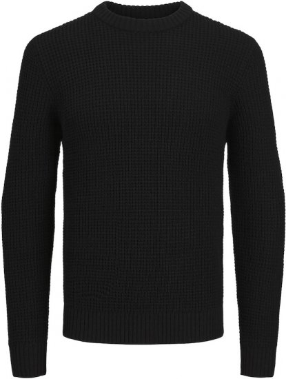 Jack & Jones LIAM Knitted Sweater Black - Sweatshirts & hoodies - Sweatshirt & Camisolas com Capuz tamanhos grandes